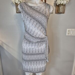 Guess Tie Waist Black & White Sleeveless Dress